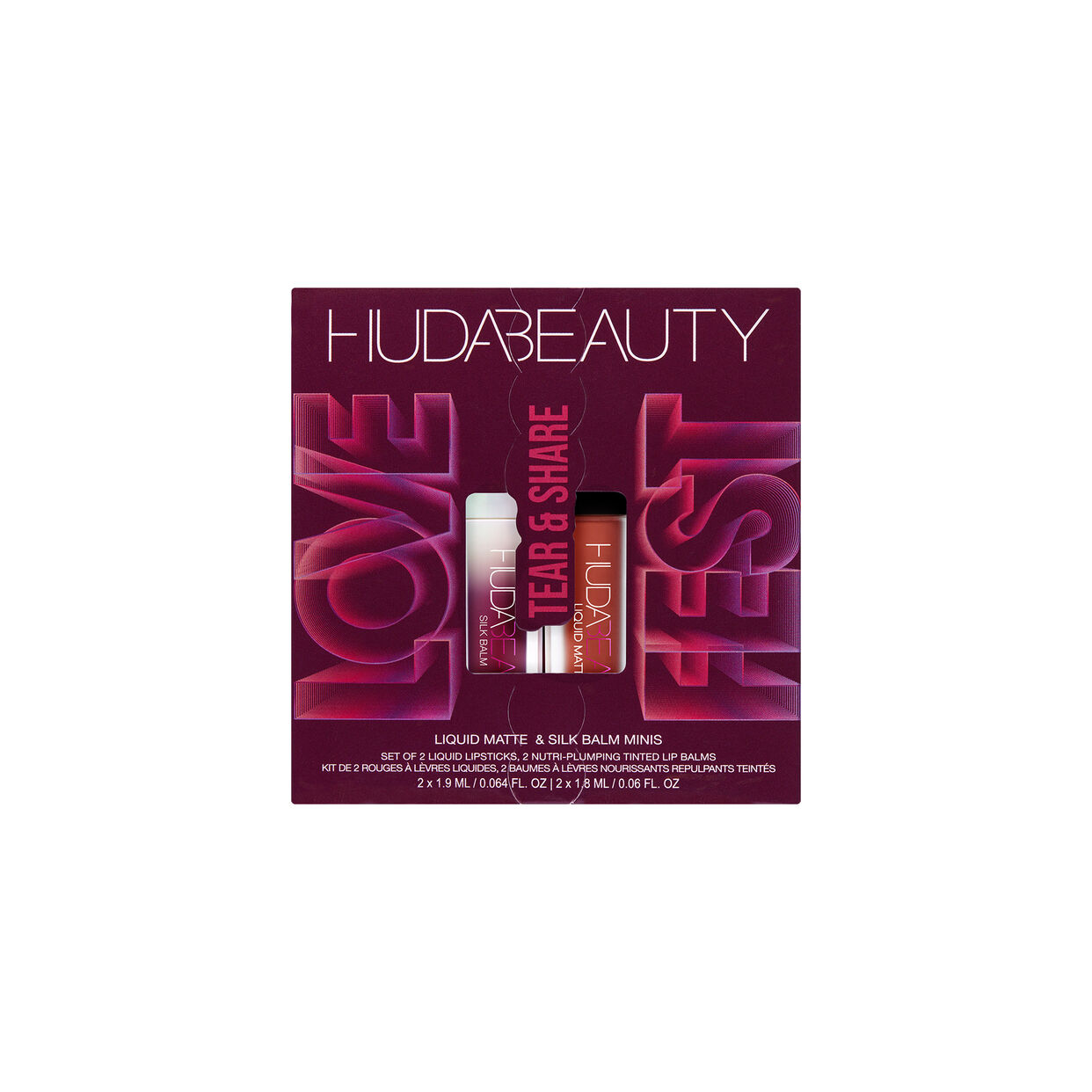 Huda beauty Lovefest Tear & Share Lip Quad