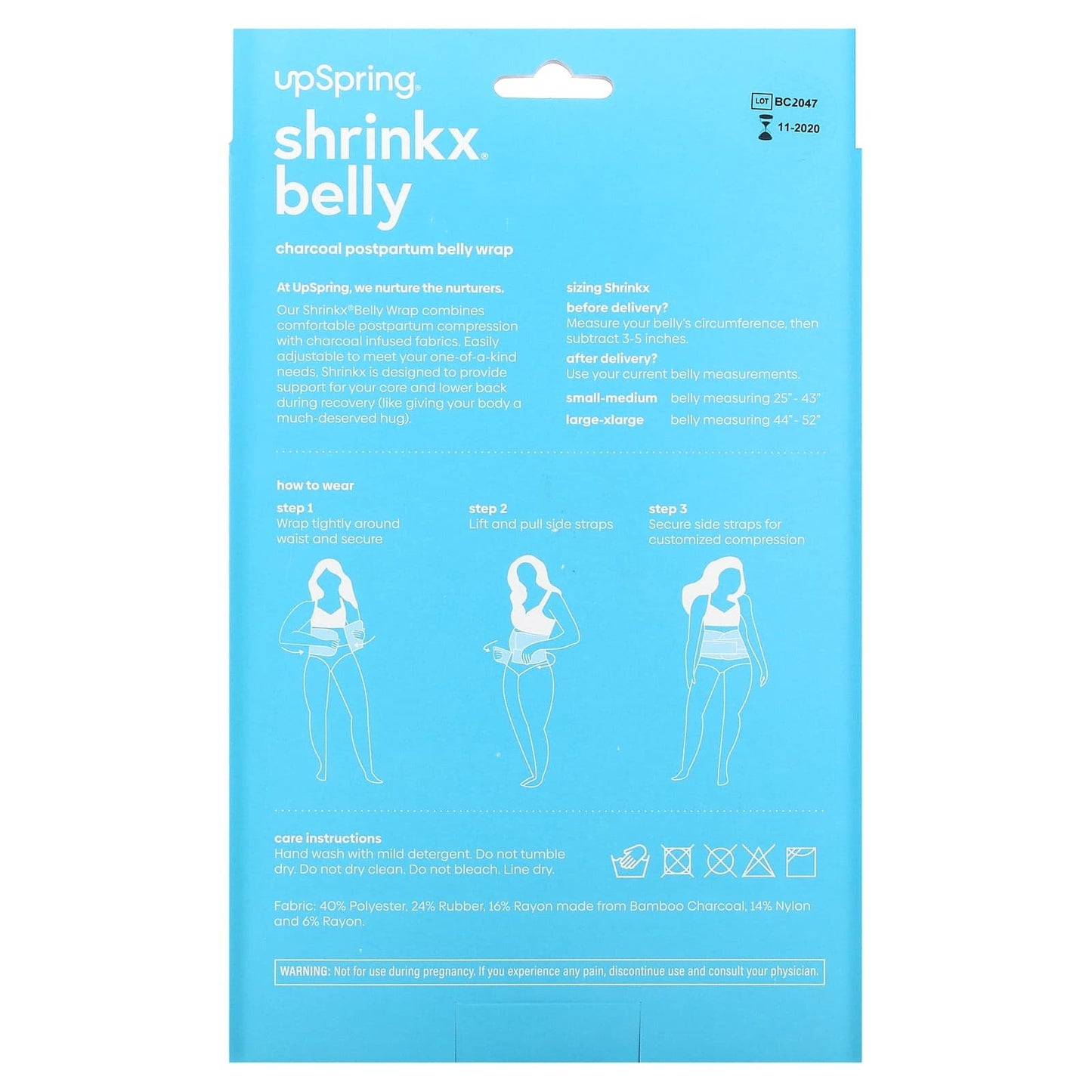 UpSpring Shrinkx Belly, Charcoal Postpartum Belly Wrap