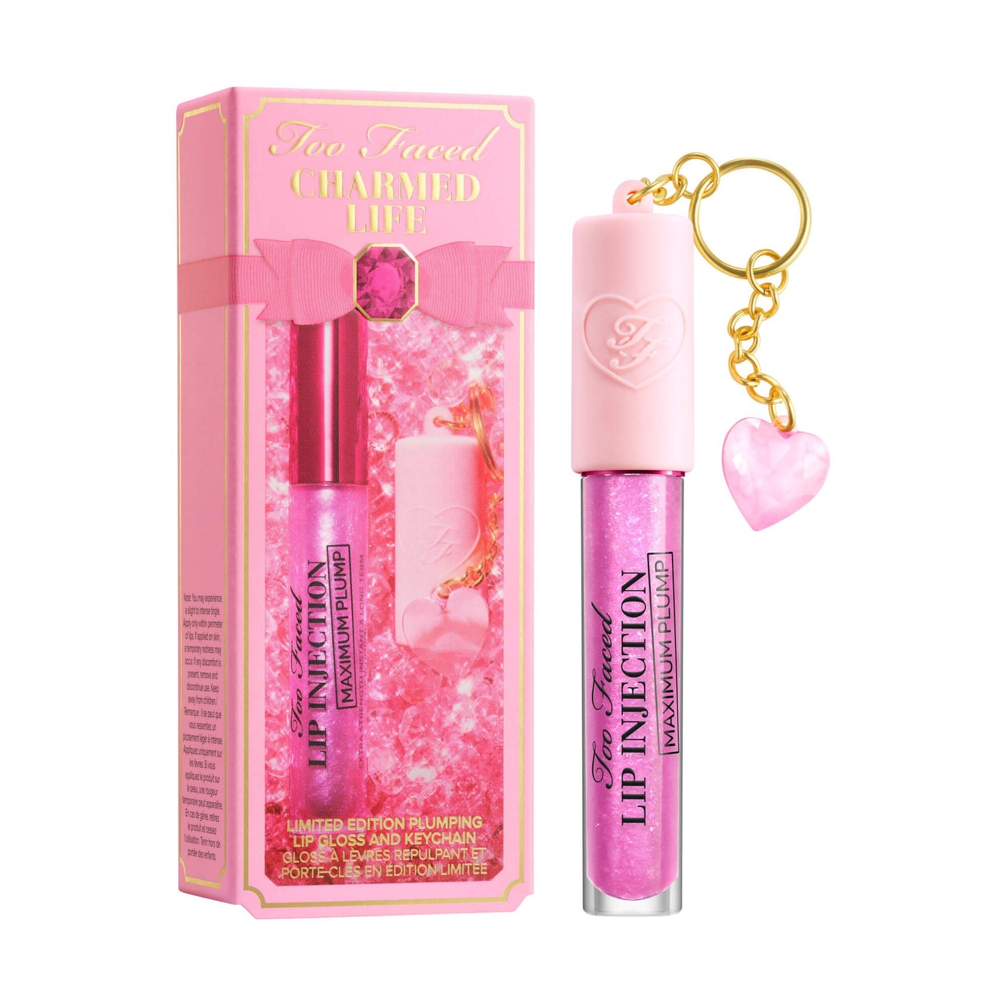 Too faced Charmed Life Set: Maximum Plump Lip Gloss & Key Chain