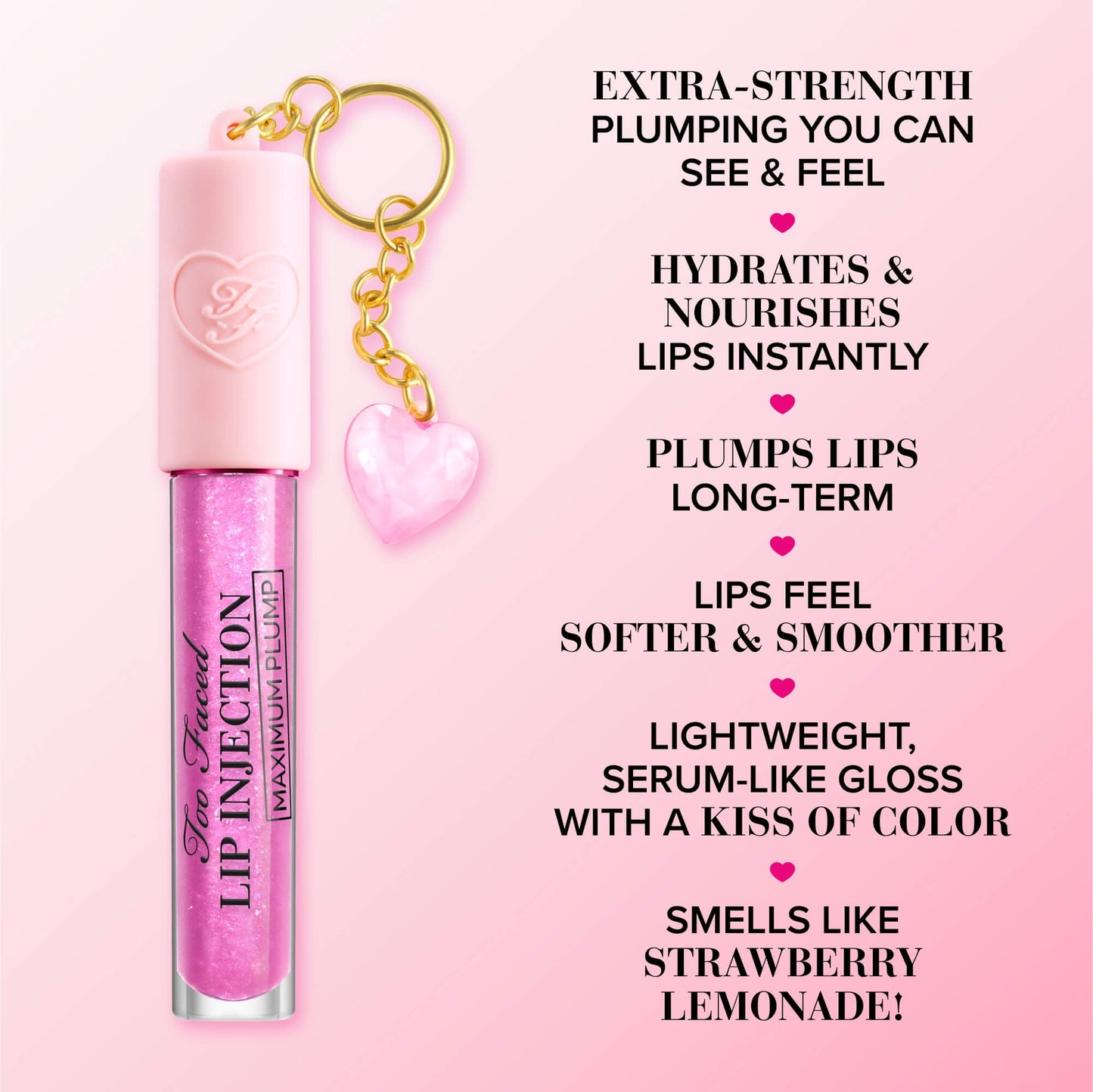 Too faced Charmed Life Set: Maximum Plump Lip Gloss & Key Chain