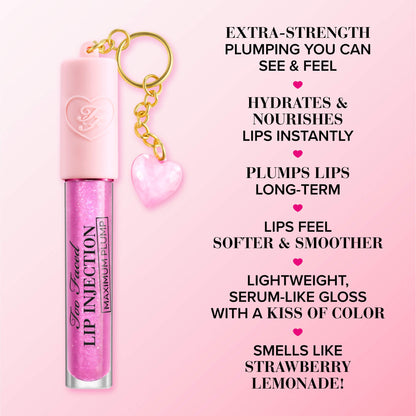Too faced Charmed Life Set: Maximum Plump Lip Gloss & Key Chain