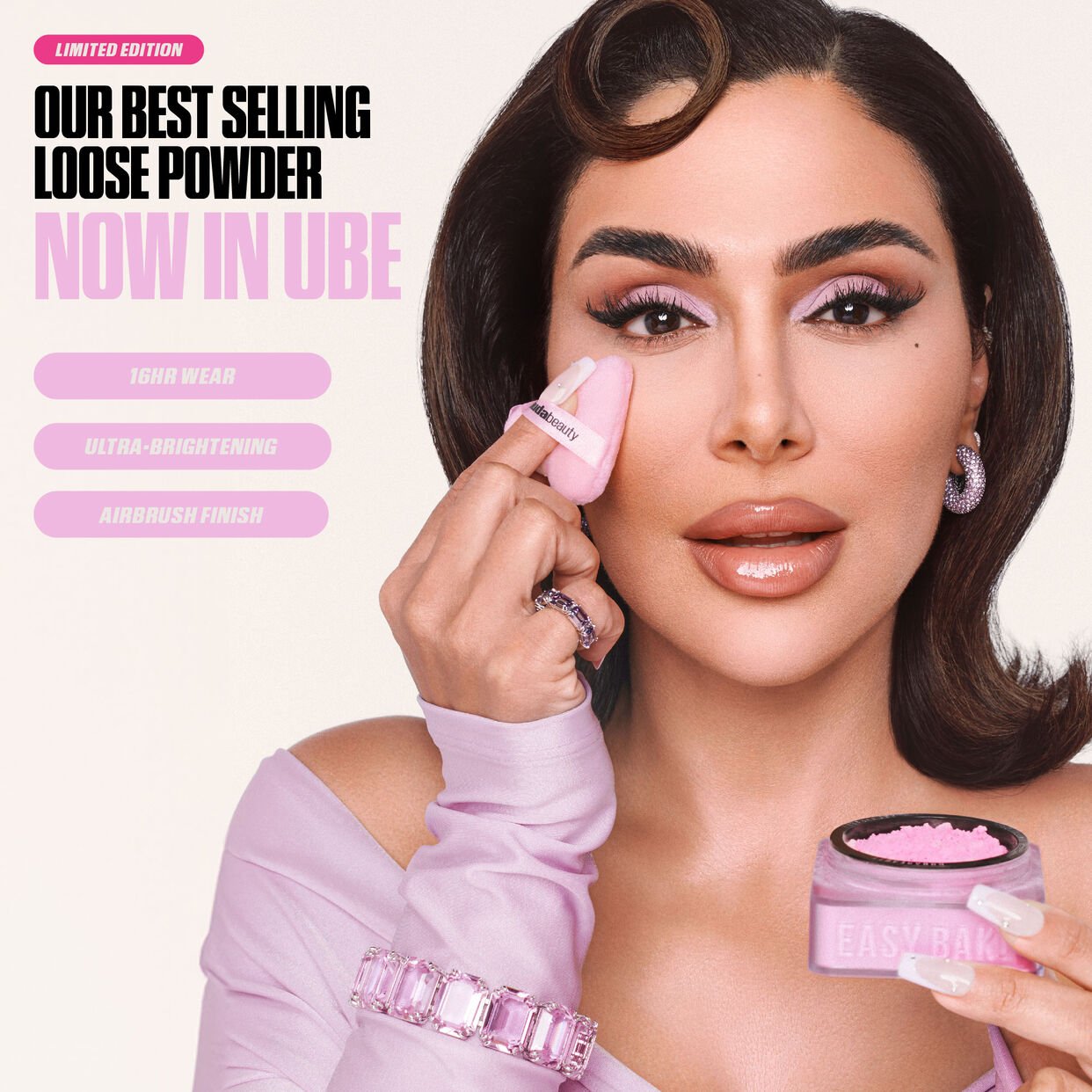 Huda beauty Easy Bake Loose Baking & Setting Powder Ube Birthday Cake