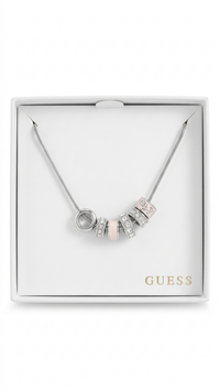 Authentic Guess Silver-Tone Snake Chain Charm Necklace