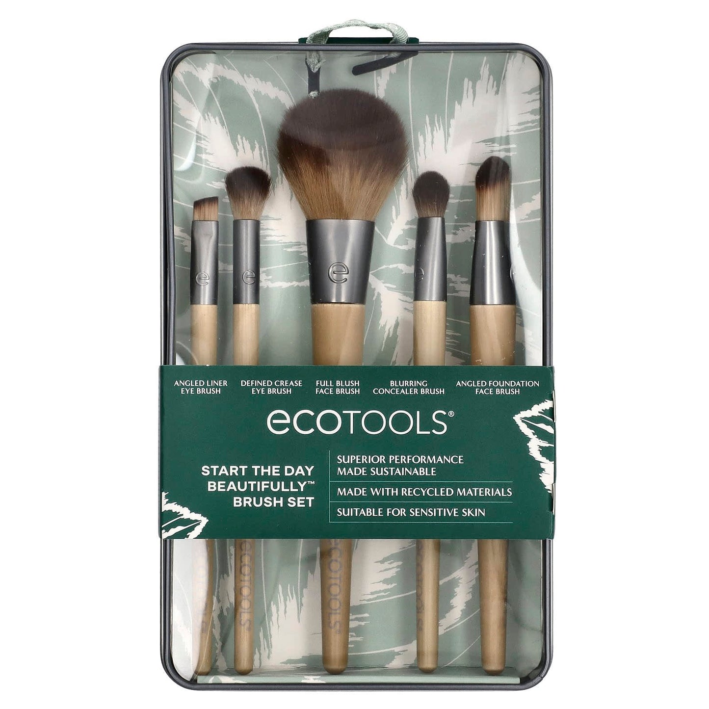 EcoTools Start The Day Beautifully Brush Set, 5 Piece Set & Storage Tin